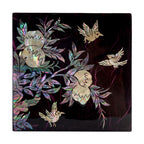 Mother of Pearl Black Wood Noble Plant Jewelry Treasure Trinket Box Chest Case 