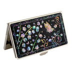 Mother of Pearl Metal Slim Black Business Credit Name ID Card Money Holder Case 