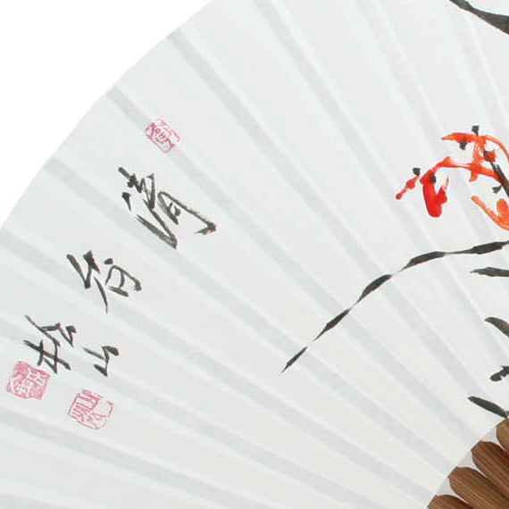 Hand Paint Flower Painting Folding White Paper Wall Home Deco Bamboo Wood Fan