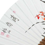 Hand Paint Flower Painting Folding White Paper Wall Home Deco Bamboo Wood Fan