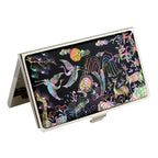 Mother of Pearl Turtle Design Metal Business Credit Name Card Holder Case Wallet