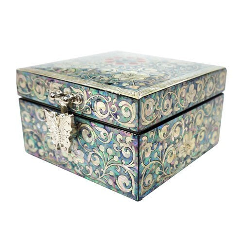 Mother of Pearl Wood Decorative Jewelry Box Keepsake Treasure Trinket Chest Box
