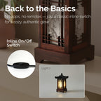 Carved Wood Lamp Lantern Brown Asian Bedside Bedroom Table Light Home Art Decor