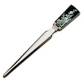 Mother of Pearl Black Flower Design Sword Stainless Steel Letter Envelope Opener
