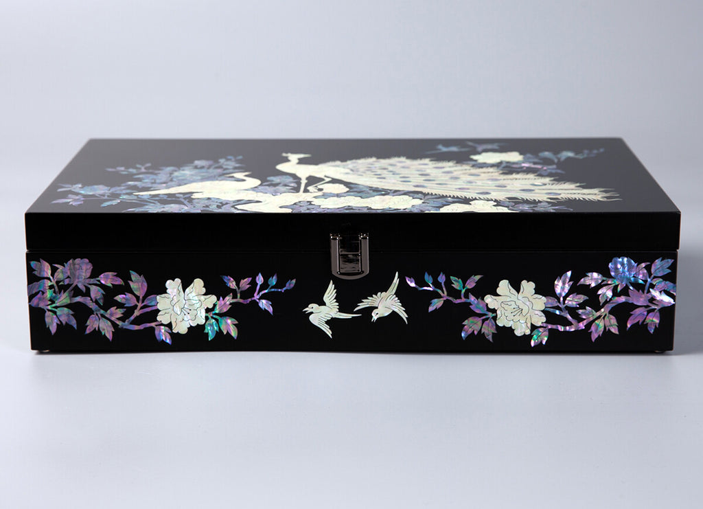 Mother of Pearl Peacock Sunglass Box Eyeglasses Display Storage Show Case Holder