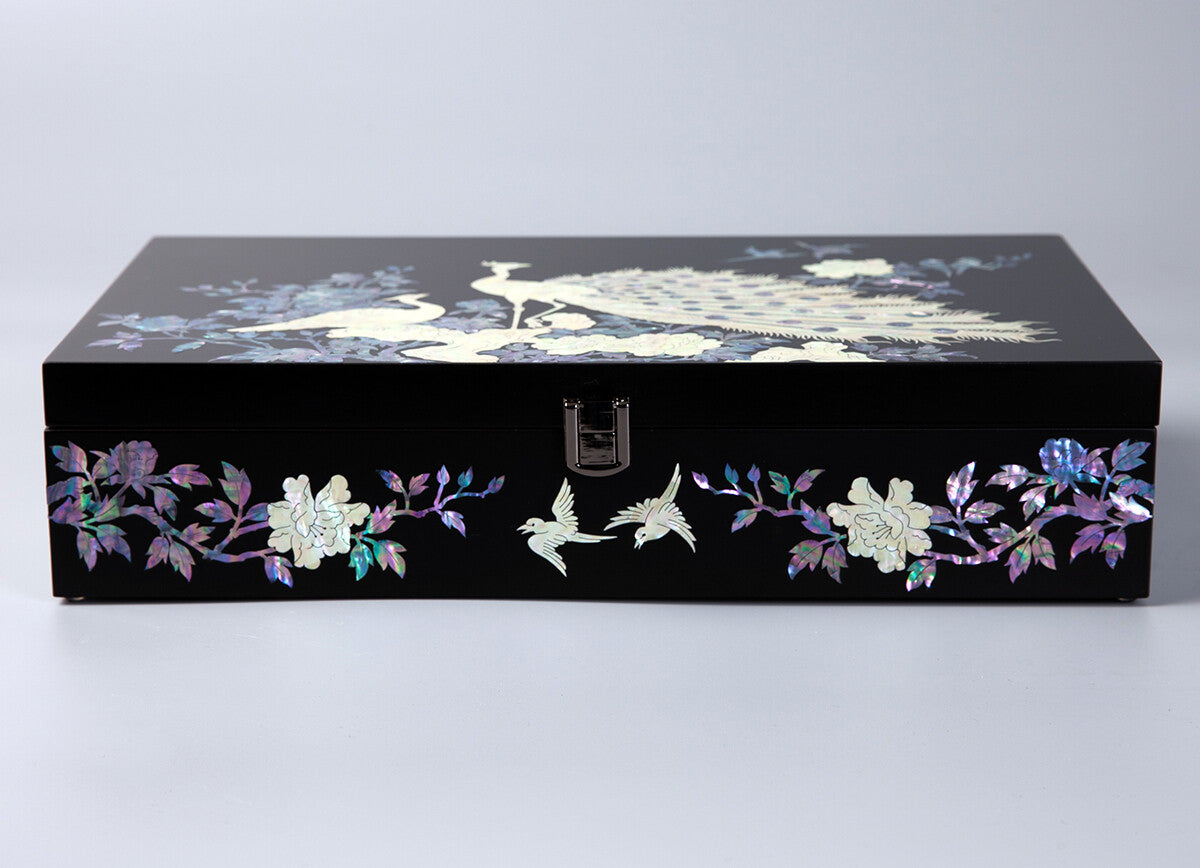 Mother of Pearl Peacock Sunglass Box Eyeglasses Display Storage Show Case Holder