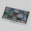 Mother of Pearl Lady Business Credit Name ID Card Metal Money Wallet Holder Case