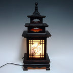 Wood Shade Asian Lantern Bedside Accent Desk Table Lamp