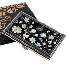 MOP White Magnolia Flower Design Business Name Credit ID Card Holder Case Wallet