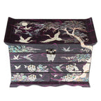 MOP Asian Lacquer Wood Purple Treasure Chest Jewelry Keepsake Trinket Gift Box 