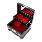 Mother of Pearl Inlay Purple Wood Jewelry Necklace Music Box Chest Case Storage