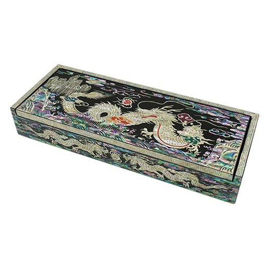 2024 Dragon Zodiac Desk Wood Pen Pencil Brush Holder Lid Case Box Gift Storage