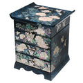 Mother of Pearl Blue Wood Jewelry Box Gift Trinket Keepsake Treasure Chest Case