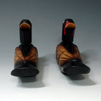 Wooden Wood Carved Geese Duck Figurine Deco Birds Pair