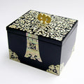 Mother of Pearl Lacquer Wooden Golden Bat Black Jewelry Gift Keepsake Chest Box 