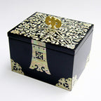 Mother of Pearl Lacquer Wooden Golden Bat Black Jewelry Gift Keepsake Chest Box 