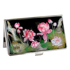 Mother of Pearl Pink Lotus Flower Design Business Credit Name Card Holder Case  