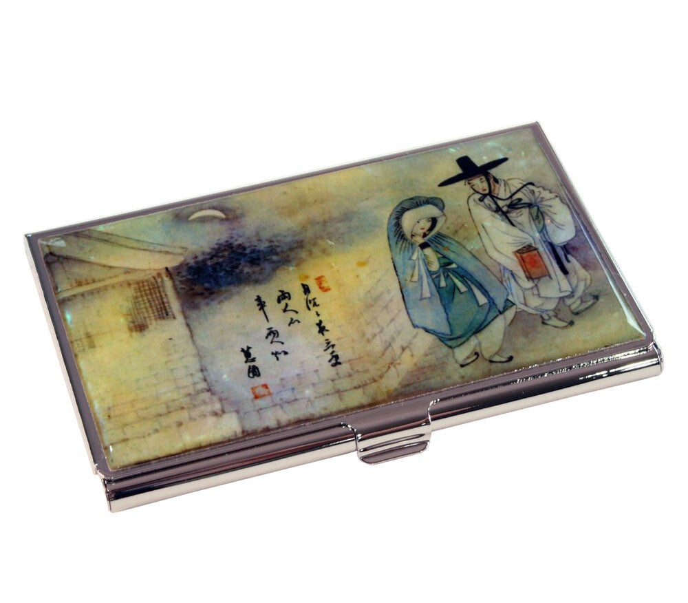 MOP Lovers Painting Business Name ID Credit Card Holder Case Money Wallet Box