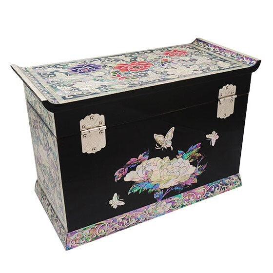 Mother of Pearl Art Wood Drawer Lacquer Jewelry Ring Necklace Keepsake Box Chest