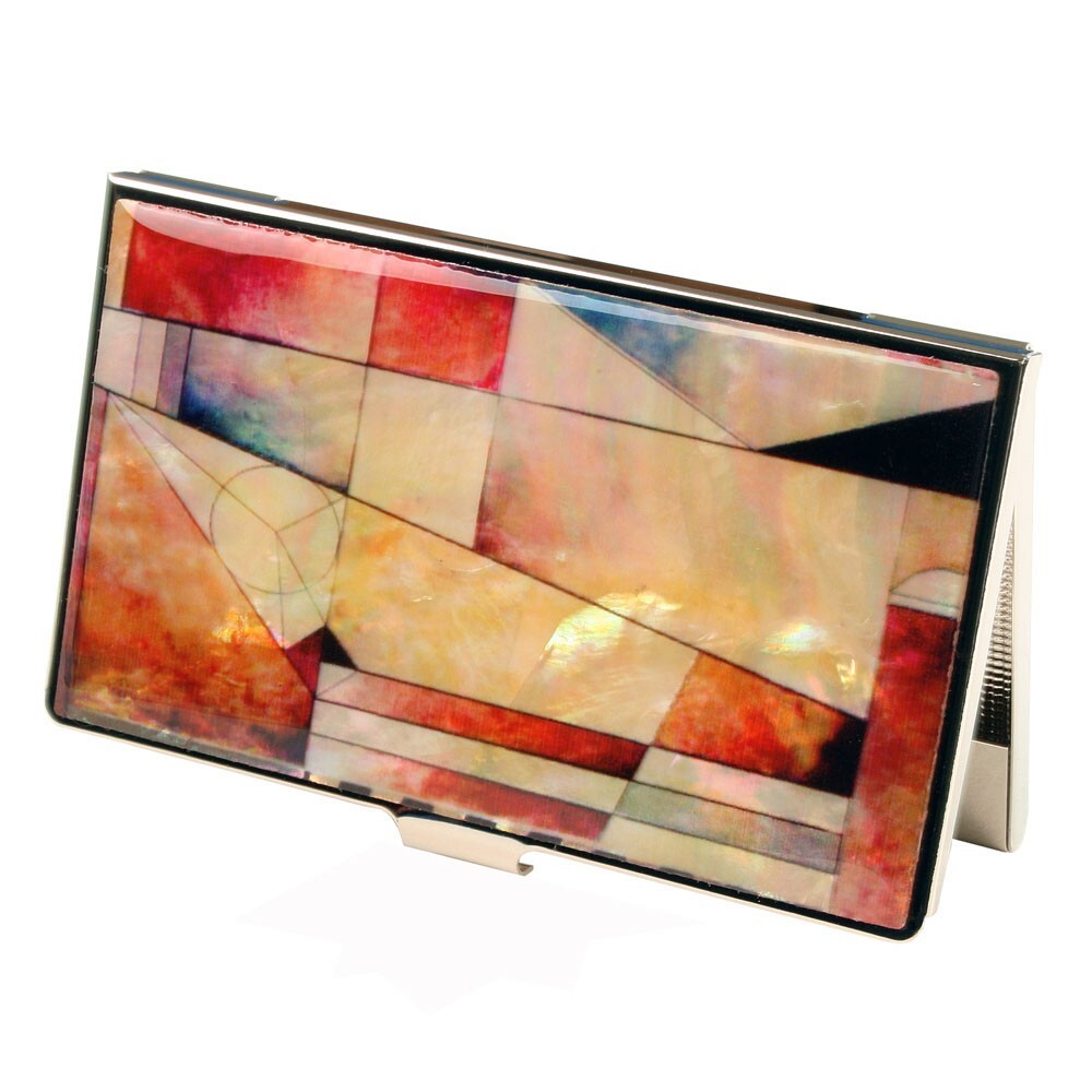 MOP Geometric Design Metal Business Credit Name ID Man Card Case Pocket Holder