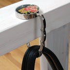  Mother of Pearl Red Flower Folding Purse Bag Caddy Handbag Holder Hanger Hook