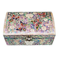 Mother of Pearl Inlay Art Butterfly Wood Jewelry Trinket Keepsake Chest Box Case