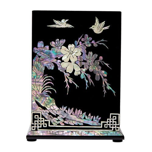 Mother of Pearl Desk Wood Stand Pen Pencil Brush Holder Case Box Gift Storage