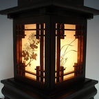 Wood Shade Asian Lantern Bedside Accent Desk Table Lamp