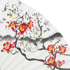 Hand Folding Bird Plum Flower Design White Paper Flower Painting Wall Asian Fan