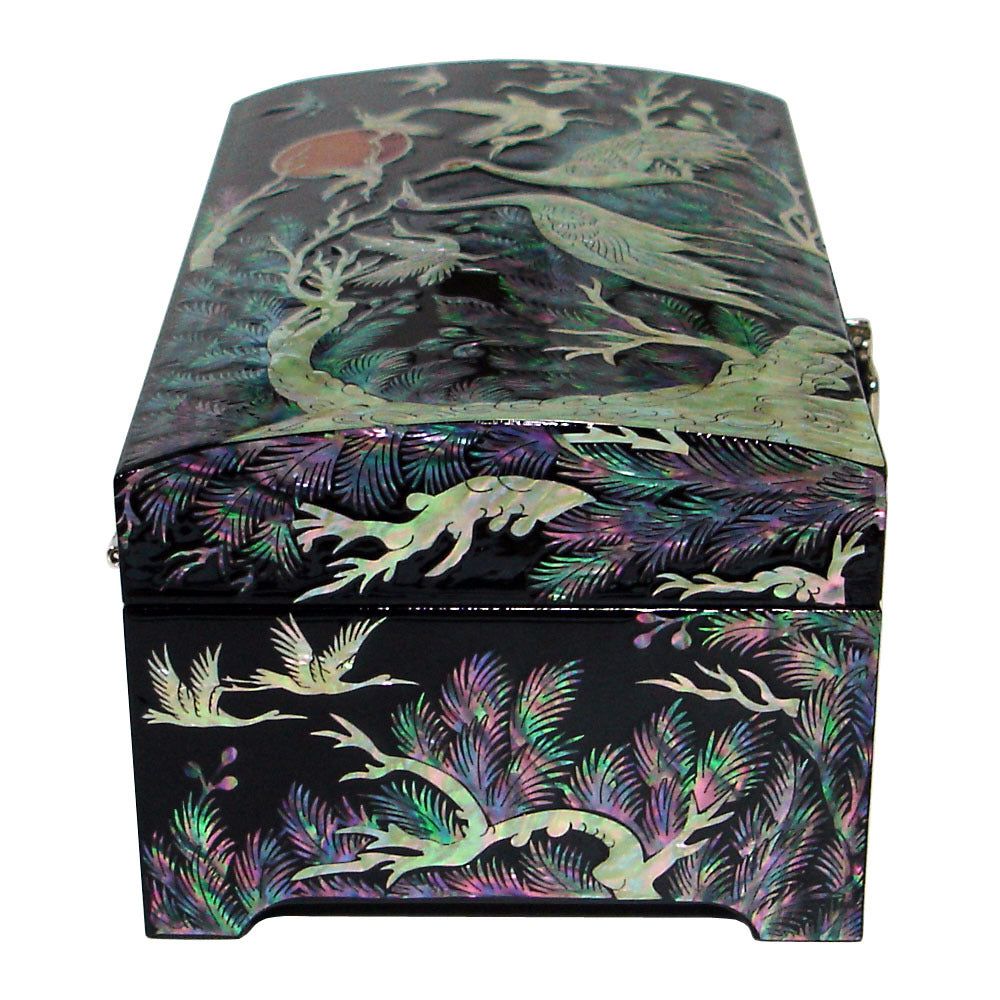 Mother of Pearl Black Wood Jewelry Earrings Ring Necklace Gift Box Case Storage
