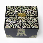 Mother of Pearl Lacquer Wooden Golden Bat Black Jewelry Gift Keepsake Chest Box 