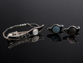 Mother of Pearl Circle Design Tie Clip Bar Clasp Pin Round Cufflinks Gift Set