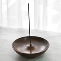 Solid Walnut Wood No Mess Incense Stick Round Bowl Holder Burner Ash Catcher 