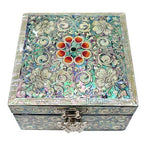 Mother of Pearl Wood Decorative Jewelry Box Keepsake Treasure Trinket Chest Box