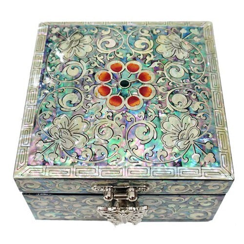 Mother of Pearl Wood Decorative Jewelry Box Keepsake Treasure Trinket Chest Box