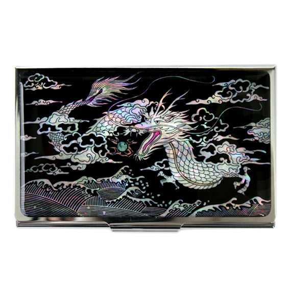 Mother of Pearl Metal Dragon Ball Design Business Credit Name Card Case Holder