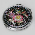 MOP Double Compact Pink Flower Design Pocket Handbag Cosmetic Makeup Mini Mirror