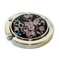  Mother of Pearl Pink Flower Desk Table Folding Purse Caddy Handbag Hanger Hook