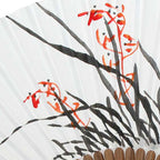 Hand Paint Flower Painting Folding White Paper Wall Home Deco Bamboo Wood Fan