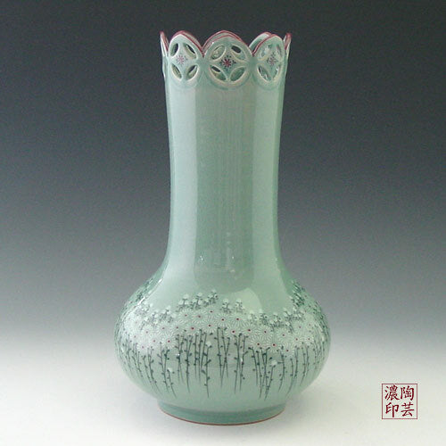 Celadon Green Porcelain Ceramic Flower Art Pottery Vase