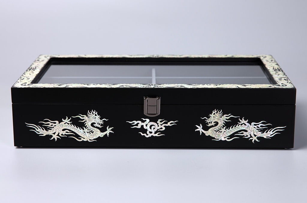 Mother of Pearl Dragon Wood Sunglasses Box Eyeglasses Display Storage Organizer