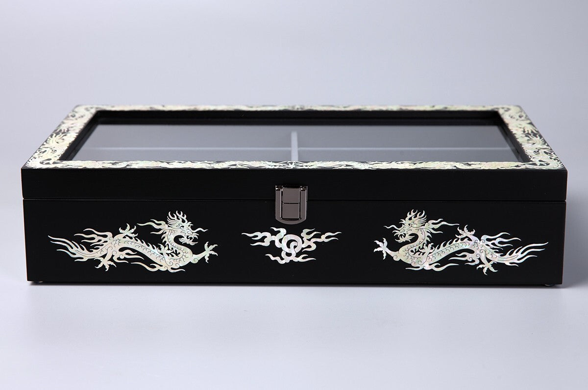 Mother of Pearl Dragon Wood Sunglasses Box Eyeglasses Display Storage Organizer
