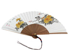 Handpaint Folding Paper Yellow Flower Painting Bamboo Wood Wall Hand Art Fan 