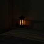 Hexagonal Carved Wood Lantern Brown Art Deco Bedside Bedroom Table Lamp Light