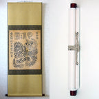 Wall Hanging Scroll Folk Art Decor Charm Tiger Painting