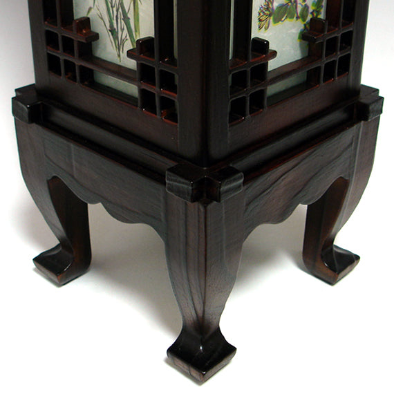 Wood Shade Asian Oriental House Lantern Bedside Dragon Art Deco Table Lamp Light