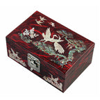 Mother of Pearl Red Travel Wood Jewelry Keepsake Trinket Small Chest Box Case