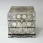 Mother of Pearl Art Drawer Jewelry Box Necklace Brooch Trinket Case Chest Holder