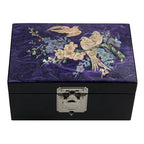 MOP Art Small Cute Purple Wood Jewelry Trinket Treasure Keepsake Travel Box Case