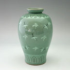 Korean Celadon Green Porcelain Ceramic Art Pottery Flower Art Pottery Asian Vase